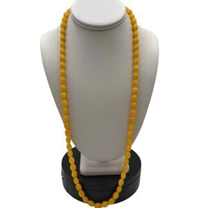 Vintage Designer Butterscotch Egg Yolk Bakelite Single‎ Strand Pullover Necklace